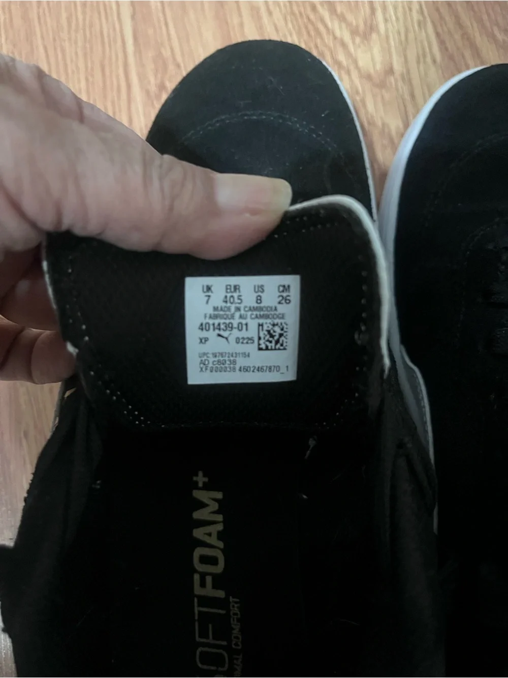 Puma Black Suede Sneakers with White Tongue and Gold Logo